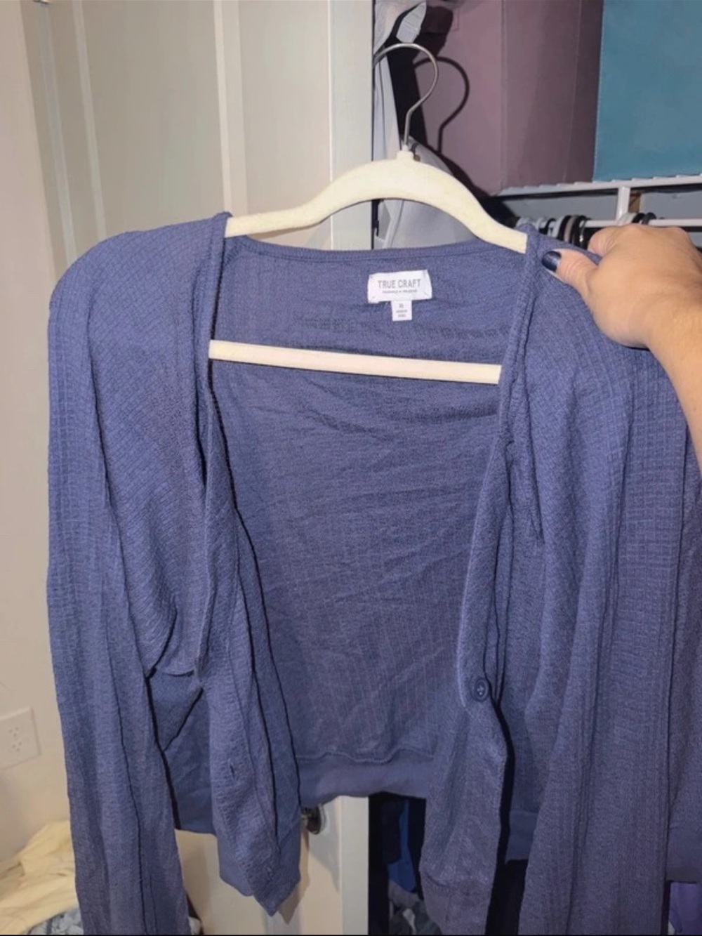 True Craft Dusty Lavender Open Cardigan Sweater